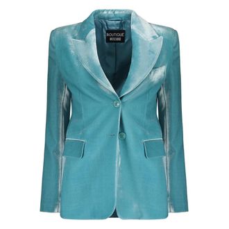 Moschino Blazers, female, Blue, Size: XS Velvet Blazer
