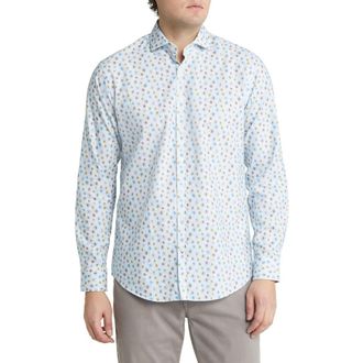 Brax Harold Dandelion Print Button-Up Shirt in Agave at Nordstrom, Size Large