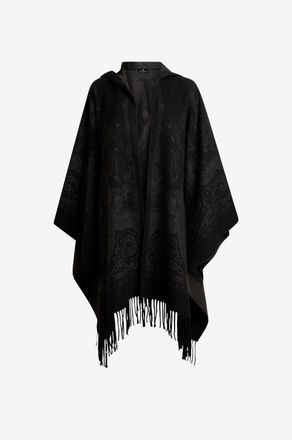 Etro Cape mit Kapuze aus Jacquard-Wolle mit Fransen