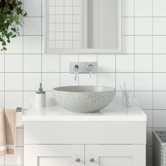 Berkfield Home Countertop Basin Grey Round OE&para;41x14 cm Ceramic | Size: 41x14 cm