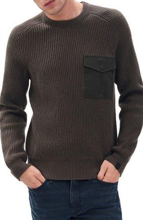 Rag & Bone Walker Mixed Media Wool Blend Sweater in Bark at Nordstrom Rack, Size X-Large