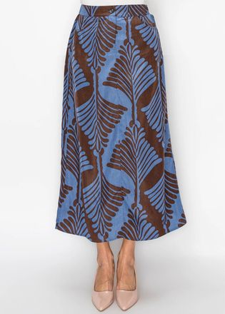 YAL New York Blue Fern Print Skirt