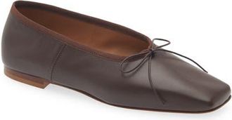 Mansur Gavriel Square Toe Ballerina Flat in Chocolate at Nordstrom, Size 37.5