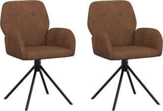 vidaXL Sillas De Comedor Giratorias 2 Uds. Cuero De Suede Sint&eacute;tico Vidaxl