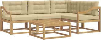 vidaXL Conjunto De Sof&aacute;s De Exterior 5 Uds. Y Beige Poli&eacute;ster Vidaxl
