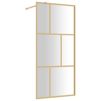vidaXL Mampara Puerta De Ducha Vidrio Transparente Esg Dorado 90x195cm Vidaxl
