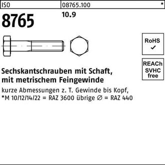 OEM Tornillo Hexagonal Iso 8765 V&aacute;stago M16x1,5x 85 10.9 25 Unidades