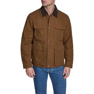 Levi's Corduroy Collar Cotton Canvas Jacket in Brown at Nordstrom, Size Xx-Large