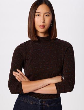 Whistles Animal Roll Neck Top in Leopard Print at Nordstrom, Size 10