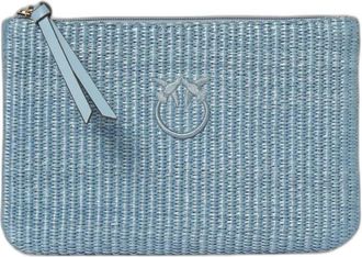 Pinko Raffia Clutch - Dames - Clutches - Blauw - ONE Size - Tassen