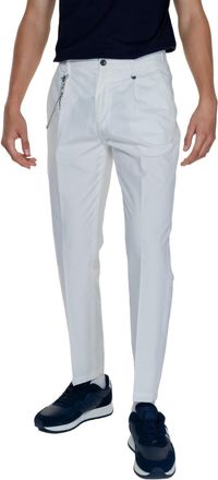 Antony Morato White Plain Cotton Trousers with Zip and Button Fastening
