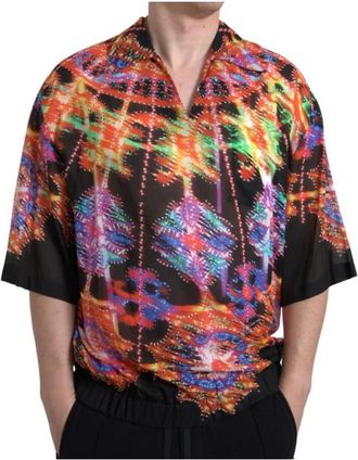 Dolce & Gabbana Multicolor Luminarie Print Cotton Polo Shirt - Heren - Polos - Veelkleurig - XS - Katoen - Tops