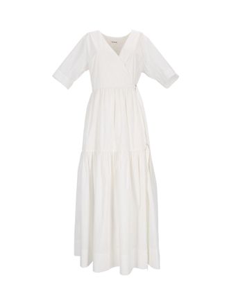 P.A.R.O.S.H. Wrap Style Tiered Belted Midi Dress