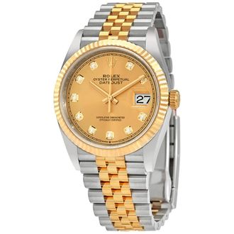 Rolex Datejust 36 Champagne Diamond Dial Mens Steel and 18kt Yellow Gold Jubilee Watch 126233CDJ