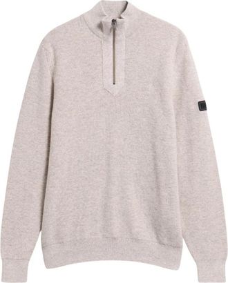 Barbour Crawley Half Zip - Heren - Vesten met rits - Beige - M - Katoen - Hoodies & sweatvesten