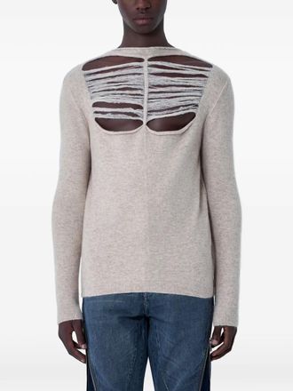 Rick Owens distressed sweater - men - Nylon/Wool/Elastane - M - Neutrals
