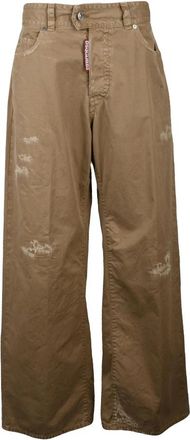 Dsquared2 Pantalone - Dames - Wijde Broeken - Bruin - S - Katoen - Broeken