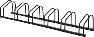 OEM Aparcamiento Para 6 Bicicletas Soporte De Acero Para Aparcar Bicicletas En El Suelo O Pared 179x33x27 Cm Negro