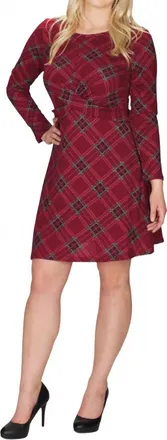 Papillon Geo Print Cross Front Sweater Dress In Wine