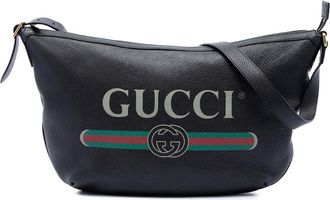 Gucci Pre-owned Gucci Grained Calfskin Logo Half Moon Crossbody Ladies 1W2MBL50H3S43W7U