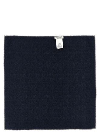 Brunello Cucinelli Silk Striped Pocket Square - Navy