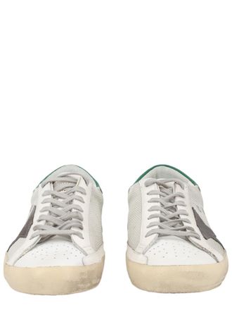 Golden Goose Silver Leather-Mesh Low-Top Sneakers