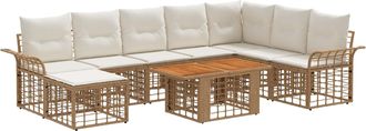 vidaXL Conjunto De Sof&aacute;s De Jard&iacute;n 9 Uds. Natural Y Crema Vidaxl