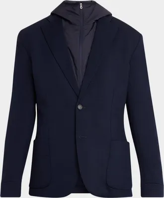 Sease Men & apos;s Hooded Blazer with Removable Bib