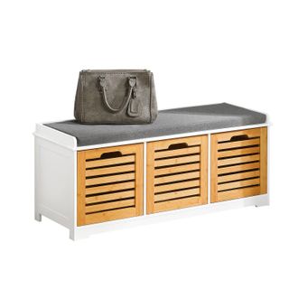 SoBuy Sobuy - Banco De Almacenamiento Con Acolchados Cojines Y 3 Cubos, Entrada Zapato Gabinete Dresser C&oacute;modo Banco Fsr23-wn Es