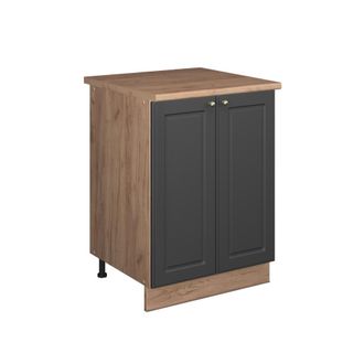 Vicco Mueble Bajo Para Fregadero Fame-line, Antracita-oro Landhaus/roble Dorado, 60 Cm, Vicco