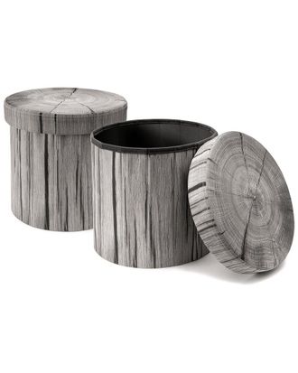 Sorbus Set Of 2 Tree Stump Storage Ottomans