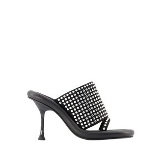 J.W.Anderson Heeled Mules, female, Black, Size: 10 US Crystal Mules - Black Leather