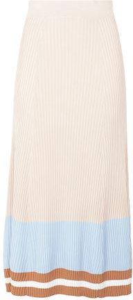 8 by YOOX RIB-KNIT STRIPED MIDI SKIRT