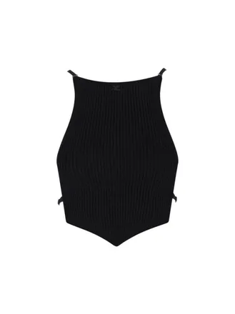 Courr&egrave;ges Logo Crop Top - Black
