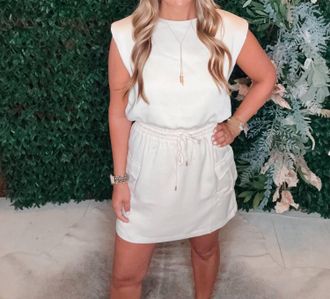 Skies Are Blue Clothing Cargo Dress In Oatmeal