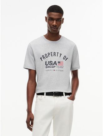 Tommy Hilfiger Mens Tommy x US SailGP Team Property T-Shirt - Light Grey Heather - XXL