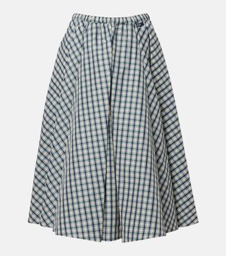 Prada Checked cotton-blend chambray midi skirt