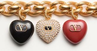 Valentino Garavani Bracciale Coeur Royal In Metallo,Smalto E Cristalli Swarovski Donna ANTIQUE BRASS M