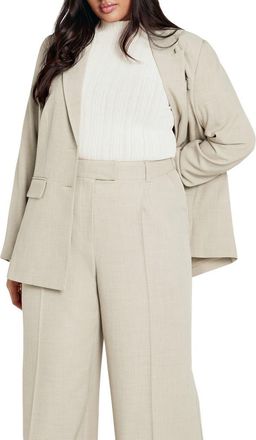 City Chic Elia Notch Lapel Stretch Blazer in Latte at Nordstrom, Size Xs