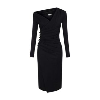 Elisabetta Franchi Jerseyjurk met juweelknopen - Dames - Casual kleedjes - Zwart - S - Kleedjes