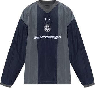 Balenciaga Sweatshirt met geborduurd logo - Heren - Sweatshirts - Blauw - M - Katoen - Hoodies & sweatvesten