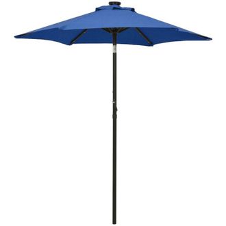 vidaXL Umbrella Con Luces Led 200x211 Cm De Aluminio Azul-diario