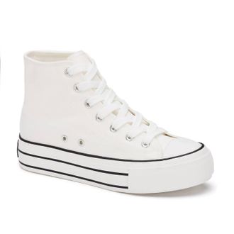 Andrea Womens Canvas Sneaker Boots With Platform In White