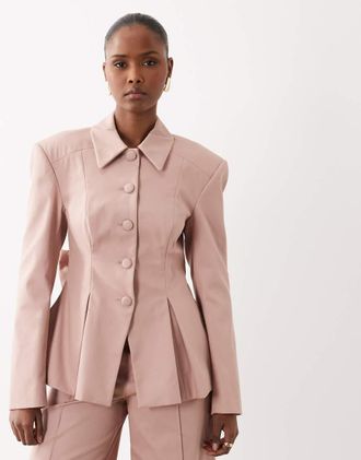 Asos Blazer strutturato rosa con fiocco sul retro in coordinato