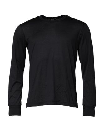 Dolce & Gabbana Mens Silk-Cotton Crew Neck Sweater Black