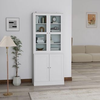 HOMCOM Modern Bookcase, Display Storage Cabinet with Adjustable Shelves in White