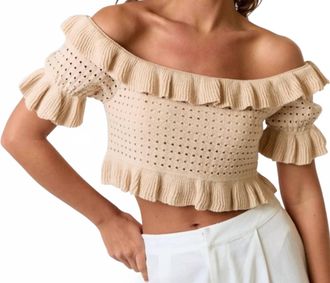 Blue Blush Winnie Sweater Top In Dark Cream