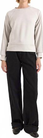 Brodie Bead Trim Crew Neck Top In Antarctcia