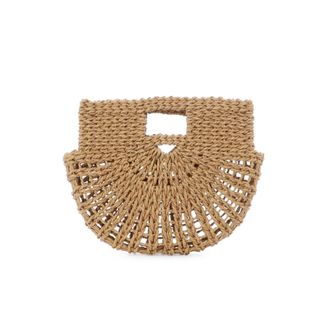 Adornia Natural Straw Arc Clutch Bag