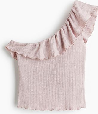 H&M One-Shoulder-Top mit Volant - Pink